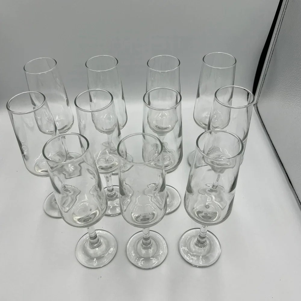 Champagne Flutes Set‎ of 5 Clear Glass Very Good Celebration Stemware